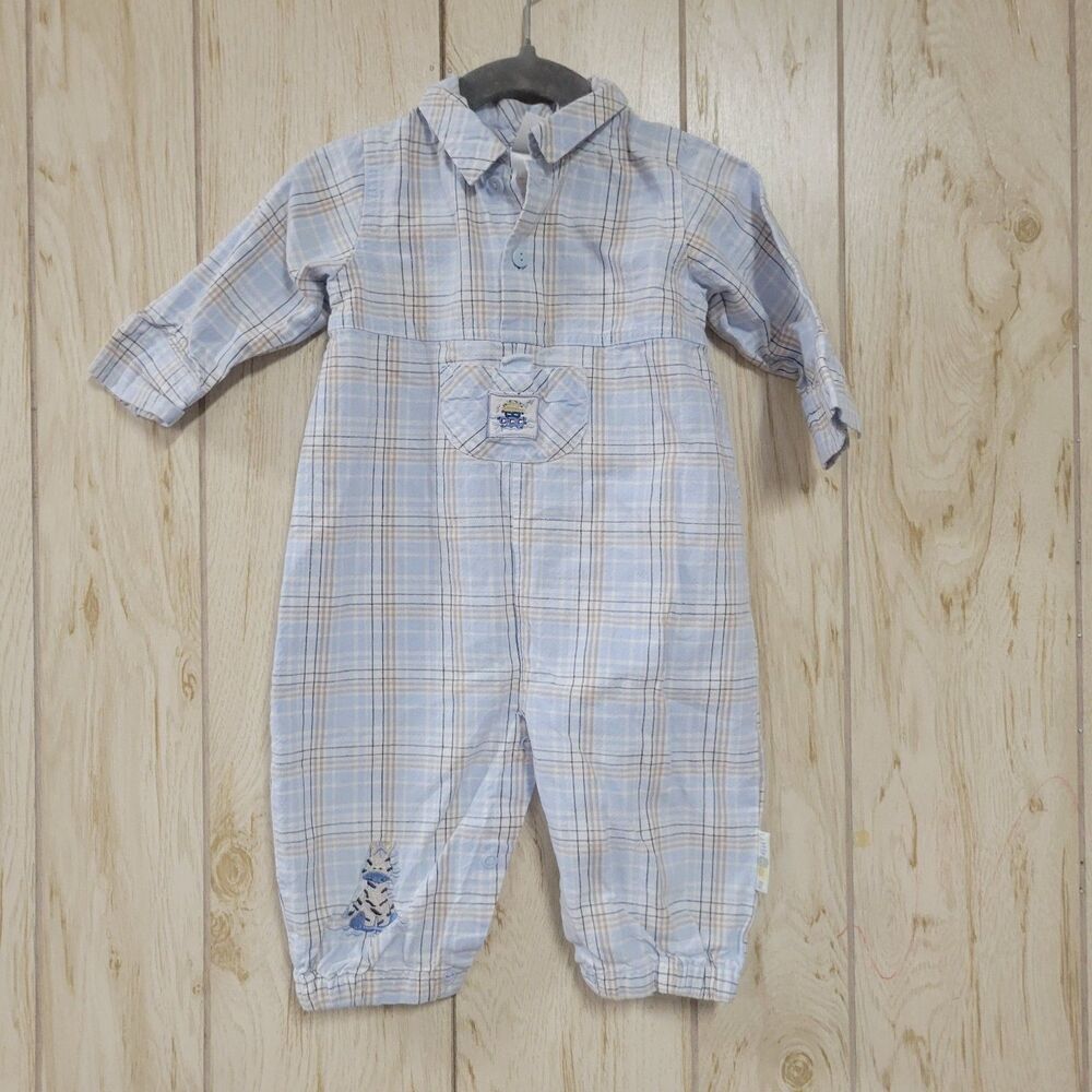 Little Me Vintage Plaid Overall Collared Jumpsuit 9M